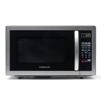 Farberware Countertop Microwave 1000 Watts, 1.1 cu ft - Microwave Oven With LED Lighting and Child Lock - Perfect for Apartments and Dorms - Easy Clean Stainless Steel