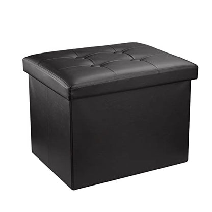 eMOUSE Storage Ottoman Folding Ottomans Footrest Ottoman for Living Room Bedroom Room Small Bench Storage Ottoman Cube Black L17W13H13IN
