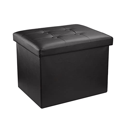 eMOUSE Storage Ottoman Folding Ottomans Footrest Ottoman for Living Room Bedroom Room Small Bench Storage Ottoman Cube Black L17W13H13IN