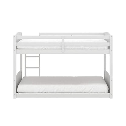 Hillsdale Alexis Contemporary Wood Arch Twin Over Twin Floor Bunk Bed with Slats, White
