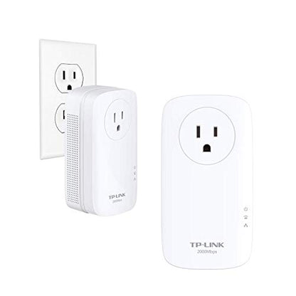 TP-Link AV2000 Powerline Adapter - 2 Gigabit Ports, Ethernet Over Power, Plug&Play, Power Saving, 2x2 MIMO, Noise Filtering, Extra Power Socket for other Devices, Ideal for Gaming (TL-PA9020P KIT)
