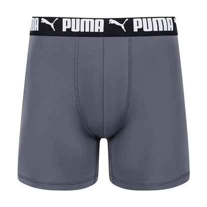 PUMA Men's 4 Pack Active Stretch Boxer Briefs, Blue/Black/Grey, Small