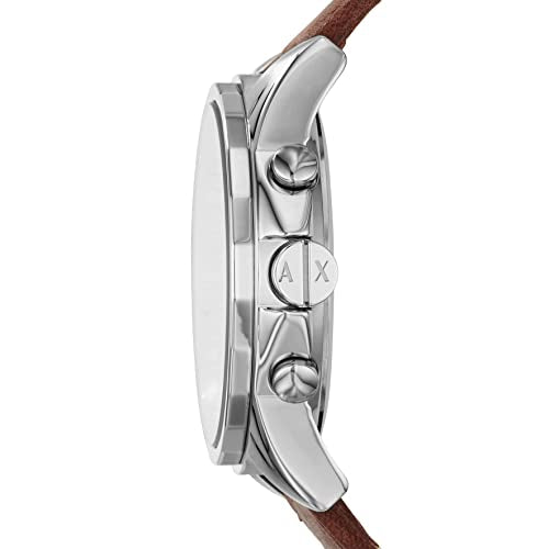 AX ARMANI EXCHANGE Men's Leather Watch, Color: Blue/Brown (Model: AX2501)