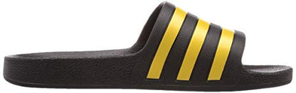 adidas Unisex Adilette Aqua Slides Sandal, Core Black Gold Metallic Core Black, 4 US Men
