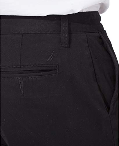Nautica mens Classic Fit Flat Front Stretch Solid Chino "Deck" Business Casual Pants, True Black, 38W x 32L US