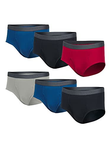Fruit of the Loom Men's Premium Tag-Free Cotton Underwear (Regular & Big Man), Brief-6 Pack-Assorted, Medium