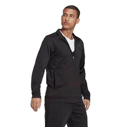 adidas Men's Warm-up Tricot Regular 3-stripes Track Jacket Black/Black Medium