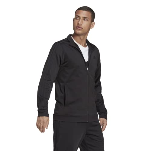adidas Men's Warm-up Tricot Regular 3-stripes Track Jacket Black/Black Small