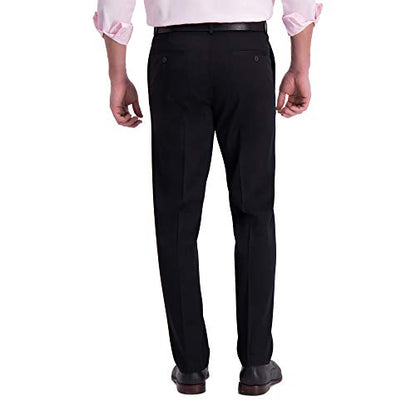 Haggar Men's Iron Free Premium Khaki Straight Fit Flat Front Flex Waist Casual Pant, Black, 30 x 32