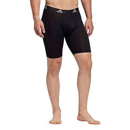 adidas Men's Performance Long Boxer Brief Underwear (3-Pack), Black/Light Onix Grey, Medium