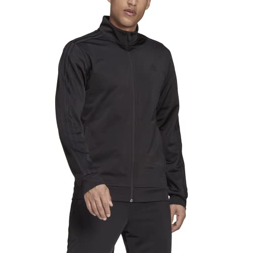 adidas Men's Warm-up Tricot Regular 3-stripes Track Jacket Black/Black Small