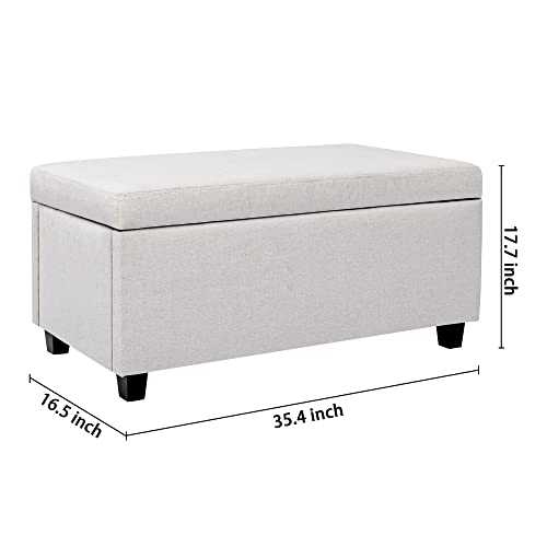 Homestripe Upholstered Storage Ottoman and Entryway Bench for Living Room, Set of 1,White