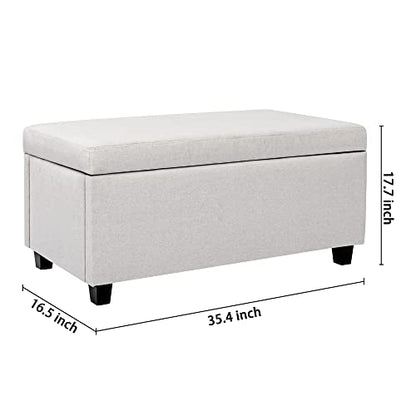 Homestripe Upholstered Storage Ottoman and Entryway Bench for Living Room, Set of 1,White