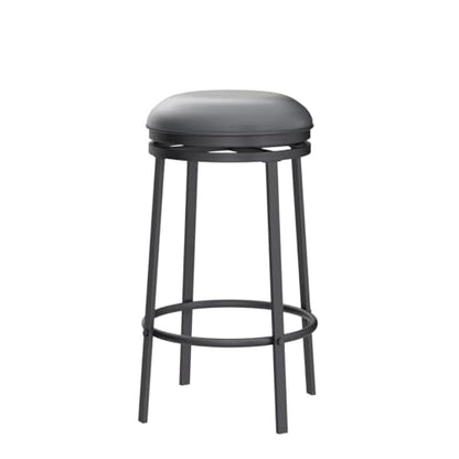 OUllUO Swivel Bar Stools Set of 2, 25 Inch Backless Counter Bar Height Stools, PU Leather Round Kitchen Counter Stools, Industrial Kitchen Island Stools with Metal Base, 520P-SGPU, Grey, 2Pcs