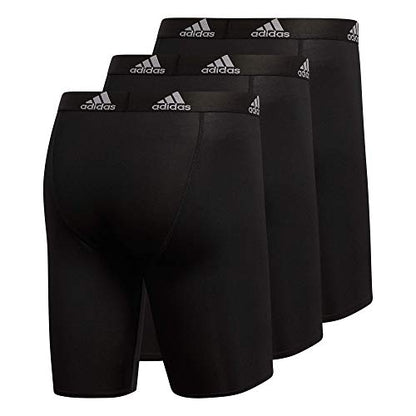 adidas Men's Performance Long Boxer Brief Underwear (3-Pack), Black/Light Onix Grey, Medium