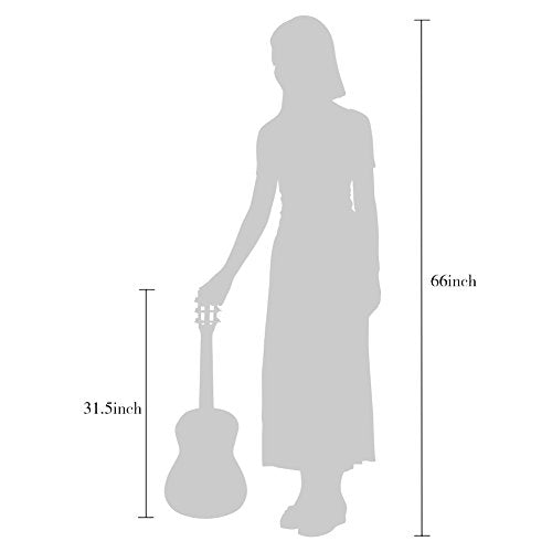 ADM Beginner Acoustic Classical Guitar 30 Inch Nylon Strings Wooden Guitar Bundle Kit for Kid Boy Girl Student Youth Guitarra Free Online Lessons with Gig Bag, Strap, Tuner, String, Pick, Black Color