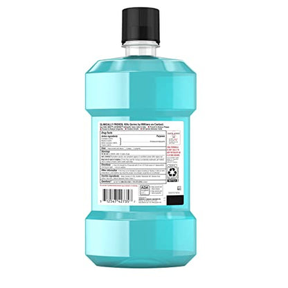 Listerine Mouthwash, Antiseptic, Antibacterial, Bad Breath Treatment, Plaque & Gingivitis Protection, Gum Disease Treatment, Mouth Wash for Adults; Cool Mint Flavor, 1 L (Pack of 2)