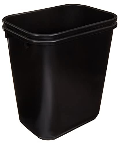 Amazon Basics 7 Gallon Rectangular Commercial Office Wastebasket, 2 Pack, Black (Previously AmazonCommercial brand)
