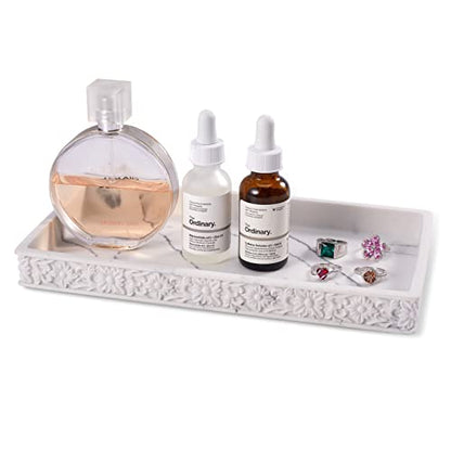 SZYRL Bathroom Vanity Tray Matte Vanity Tray Decor Perfume Trays Dresser Holder for Jewelry Candle Soap Plant Towel Cosmetic Organizer Rectangle Large Serving Tray