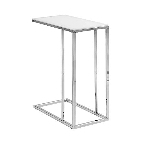 Coaster Home Furnishings Glass Top Snack Table Chrome and White, 10"D x 18"W x 24"H (900250)