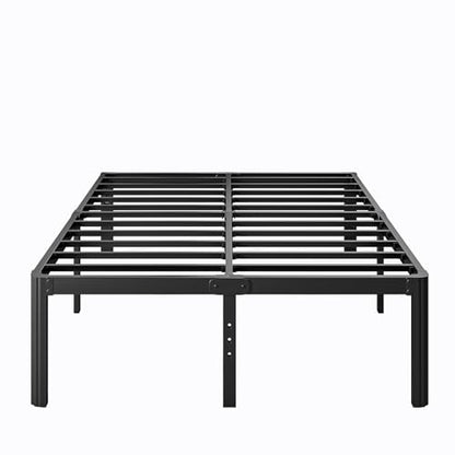 LAKKURI 18 Inch High Platform Metal Queen Size Bed Frame, Queen Bed Frameno Box Spring Needed, Easy Assembly, Heavy Duty, Noise Free, Black
