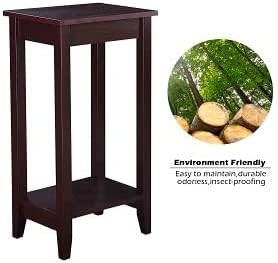 yoyomax Tall End Table, 2-Tier Small Side Table, 29'' Nightstand for Bedroom/Living Room, Modern End Stand with Sturdy Metal Frame,1-Pack, Expresso