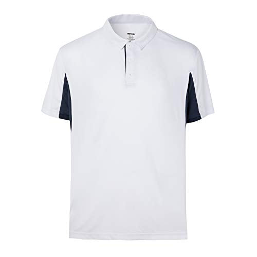 Corna White Cool Dry Sweat Wicking Athletic White Golf Polo T Shirts for Men White-M