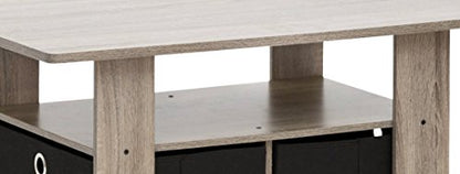 Furinno Andrey Coffee Table with Bin Drawer, French Oak Grey/Black