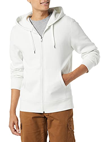 Amazon Essentials Men's Full-Zip Hooded Fleece Sweatshirt (Available in Big & Tall), White, Medium