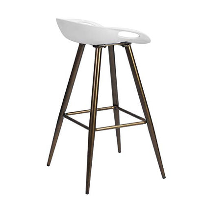 Homy Casa Inc Set of 2 Modern Simple Bar Stools,32.3" Counter Height Bar Stools Bar Chair with Low Backrest&Footrest for Home Bar Kitchen Dining Room Living Room Pub, White & Bronze