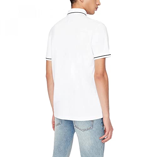 A|X Armani Exchange Men's Embroidered Icon Logo Polo Shirt, White, M