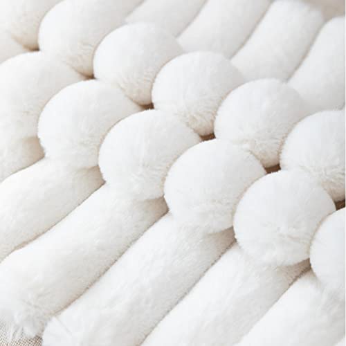 ZLINA Set of 2 Faux Fur Plush Cream White Throw Pillow Covers Fluffy Striped Pillowcase Cushion Covers 16 x 16 Inch Decor Sofa Couch Bedroom