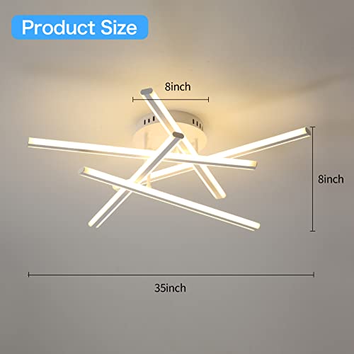 YEEZONE LED Ceiling Light, Modern LED Flush Mount Light, with Memory Remote Control Dimmable 3000K-6500K for Dining Room, Living Room, Kitchen, Bedroom, Office (White)