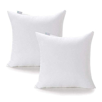 Acanva Premium Polyester Stuffer Square Form Sham Throw Pillow Inserts, 20 in（2 Count）, White
