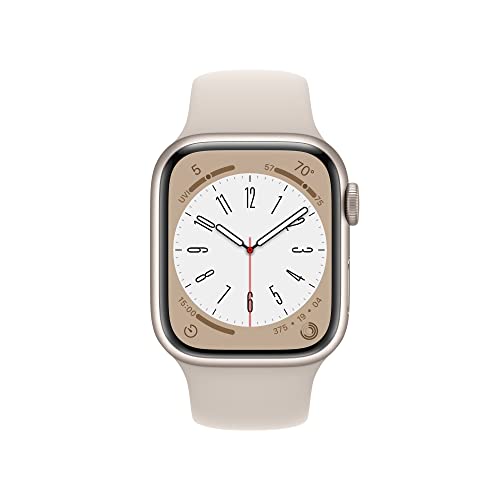 Apple Watch Series 8 [GPS 41mm] Smart Watch w/Starlight Aluminum Case with Starlight Sport Band - M/L. Fitness Tracker, Blood Oxygen & ECG Apps, Always-On Retina Display, Water Resistant