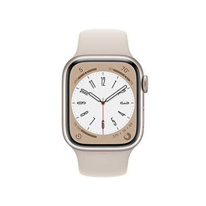 Apple Watch Series 8 [GPS 41mm] Smart Watch w/Starlight Aluminum Case with Starlight Sport Band - M/L. Fitness Tracker, Blood Oxygen & ECG Apps, Always-On Retina Display, Water Resistant