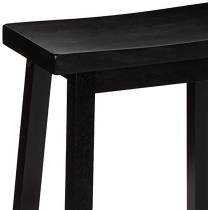 Amazon Basics Solid Wood Saddle-Seat Kitchen Counter-Height Stool, 24-Inch Height, Black - Set of 2