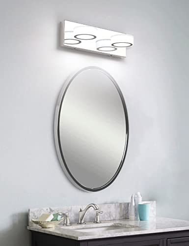 Joosenhouse 2-Light Bathroom Vanity Light 13.4" Inch Long 12W Dimmable Chrome Bathroom Light Fixtures Adjustable LED Lights for Bathroom 6000k Color 110V AC