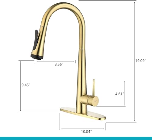 UPDATE: SOLD OUT! Kitchen Faucet with Pull Down Sprayer: Kitchen Sink Faucet, 4 Modes Sprayer Kitchen Faucet with Sprayer for Farmhouse Camper Laundry Utility RV Wet Bar, Brushed Gold