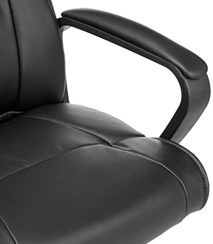 Amazon Basics Padded Office Desk Chair with Armrests, Adjustable Height/Tilt, 360-Degree Swivel, 275Lb Capacity, 24.2"D x 24"W x 34.8"H, Black