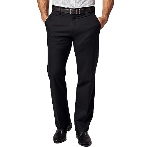 GBOY STUDIO Men's 4-Way Stretch Straight Fit Flat Front Dress Pants Casual Pants Elastic Waist Chinos Pants(Black,40W×32L)