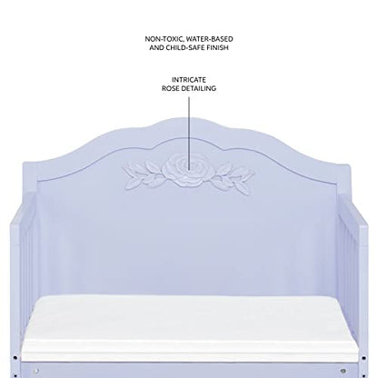 SweetPea Baby Rose 3-in-1 Convertible Toddler Bed in Lavender, Greenguard Gold Certified, JPMA Certified, Safety Rails, Made of Sustainable New Zealand Pinewood