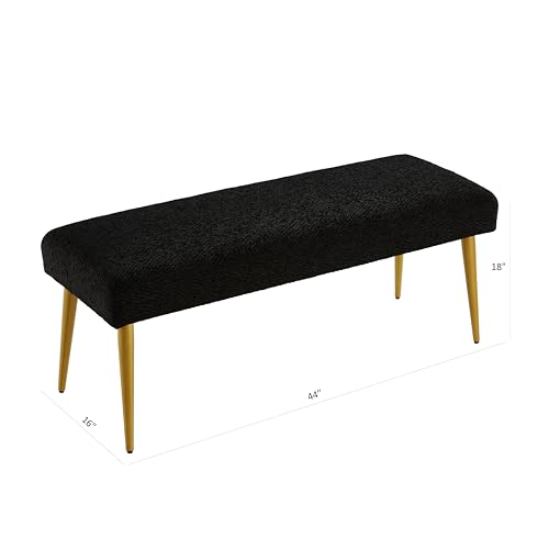 Ball & Cast Upholstered Bench, 44"W, Black