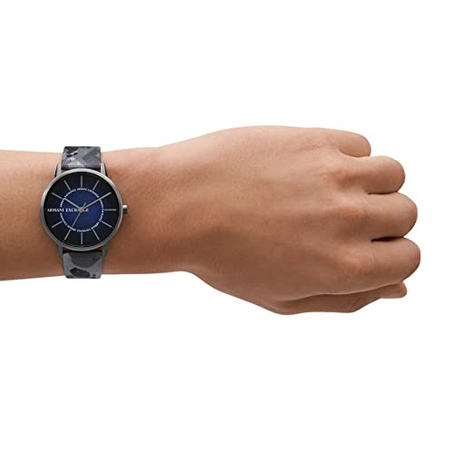A|X ARMANI EXCHANGE Men's Three-Hand Gray rPET Watch (Model: AX2752), Blue Camo