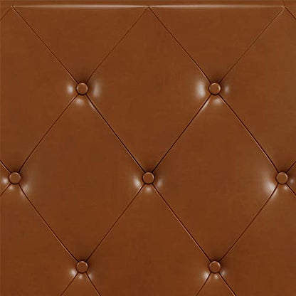 DHP Dakota Upholstered Platform Bed with Diamond Button Tufted Headboard and Footboard, No Box Spring Needed, Queen, Camel Faux Leather