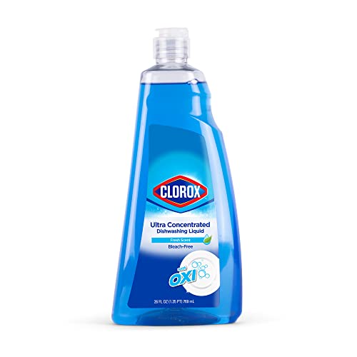 Clorox Ultra Concentrated Dishwashing Liquid Dish Soap with Oxi, Fresh Scent, 26 Fl Oz | Bleach-Free, Powers Through Grease, Perfect for Dish washing and Cleaning | Clorox Dish Detergent Liquid