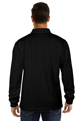 GINGTTO Mens Long Sleeve Collared Polo Sweater Business Warm Bottoming Sweater for Men Black L