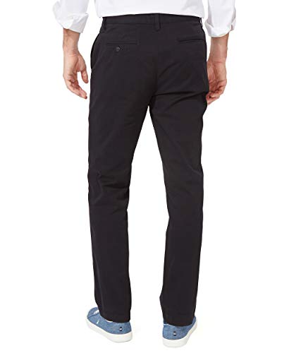 Nautica mens Classic Fit Flat Front Stretch Solid Chino "Deck" Business Casual Pants, True Black, 38W x 32L US