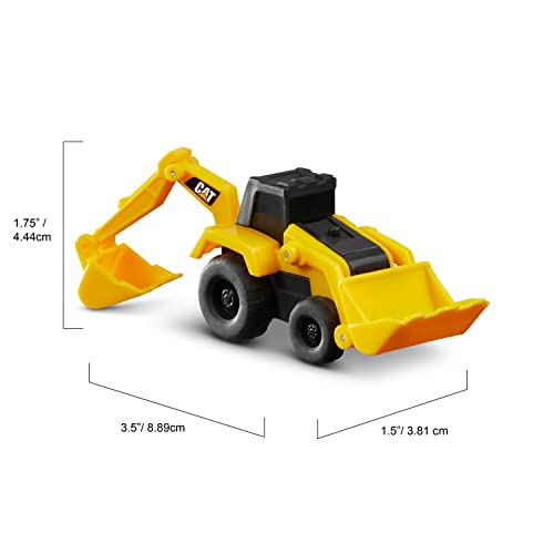 CatToysOfficial, CAT Little Machines Toys with 5pcs - Dump Truck, Wheel Loader, Bulldozer, Backhoe, and Excavator Vehicles, Cake Toppers, Playset for Kids Ages 3 and up,Yellow