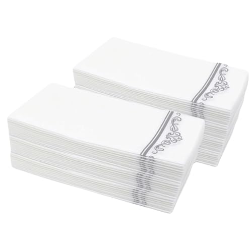 Evi‘s World Hand Towels – Luxurious Linen Feel Disposable Bathroom Napkins – Elegant Guest Towels Disposable Bathroom with Print Detail – Hygienic Disposable Hand Towels Bathroom – 200pcs